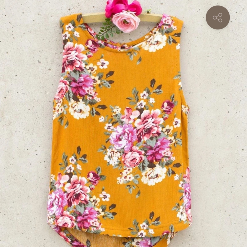 JOYFOLIE Mustard Floral Top